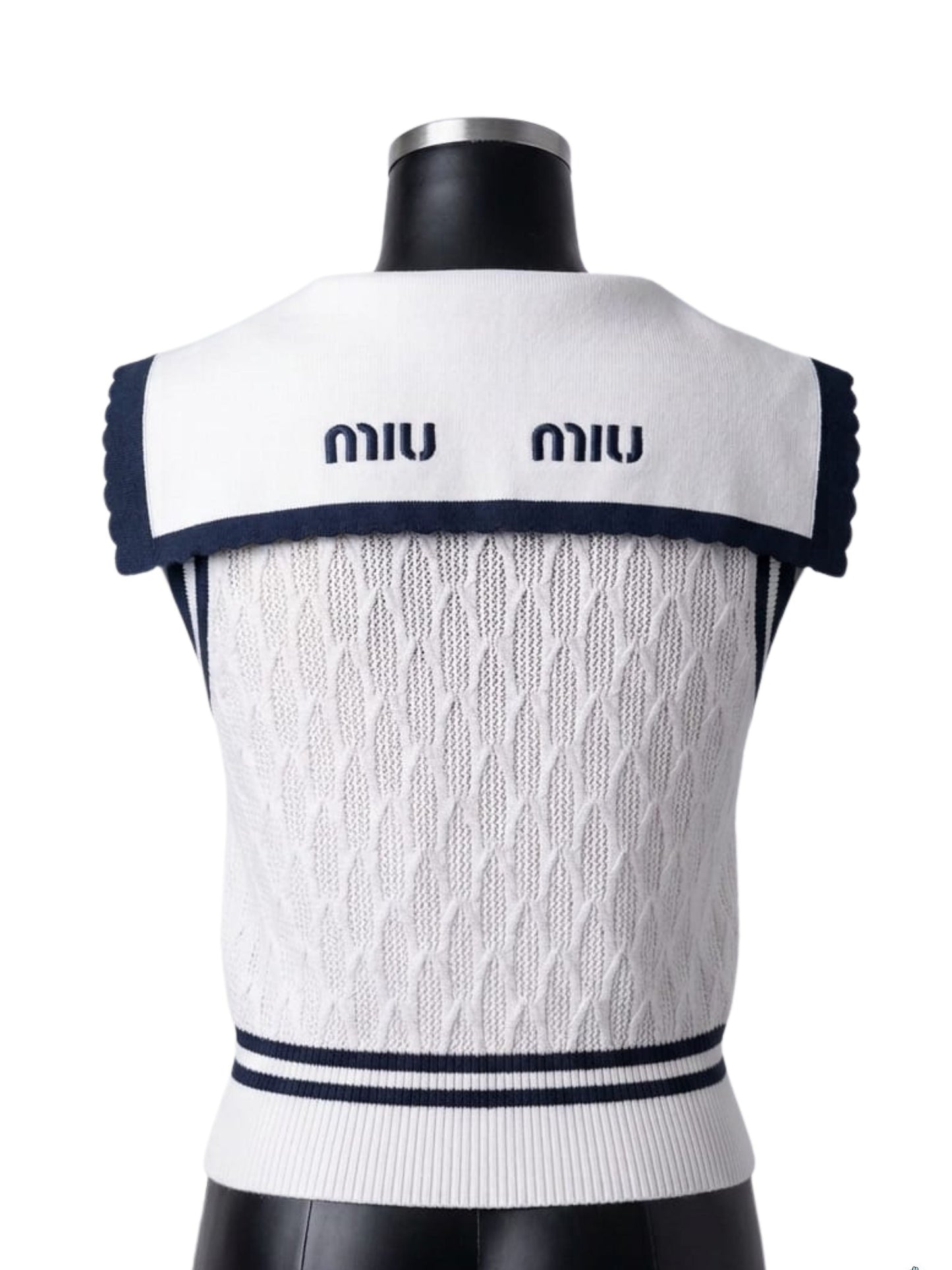 Sailor Collar Textured Knit Top