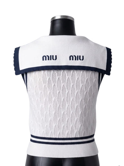 Sailor Collar Textured Knit Top