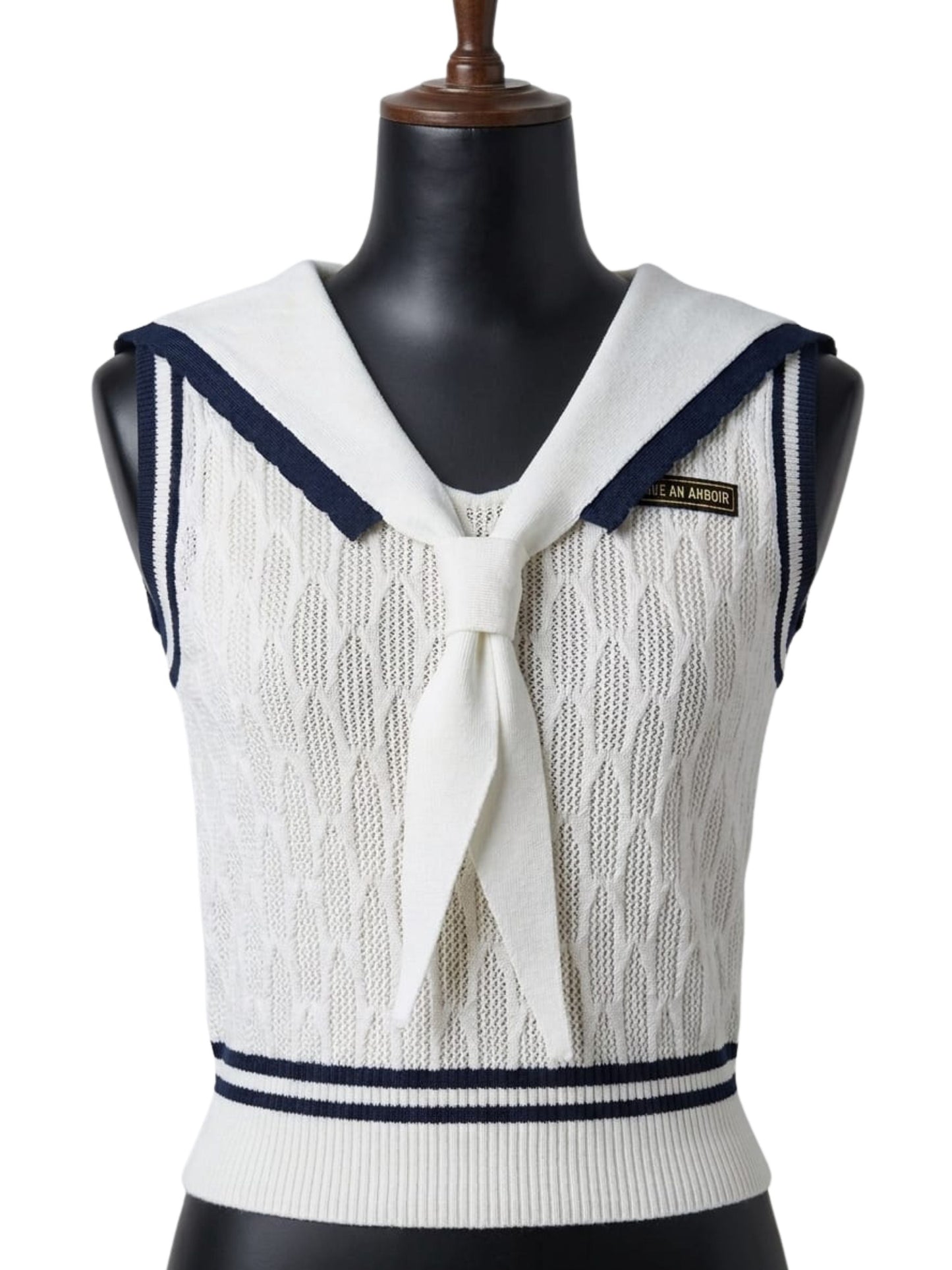 Sailor Collar Textured Knit Top
