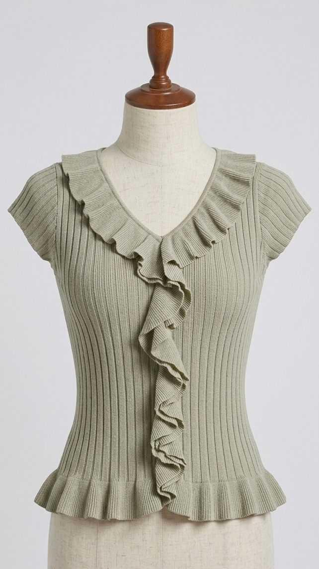 Ribbed Knit Ruffle Top