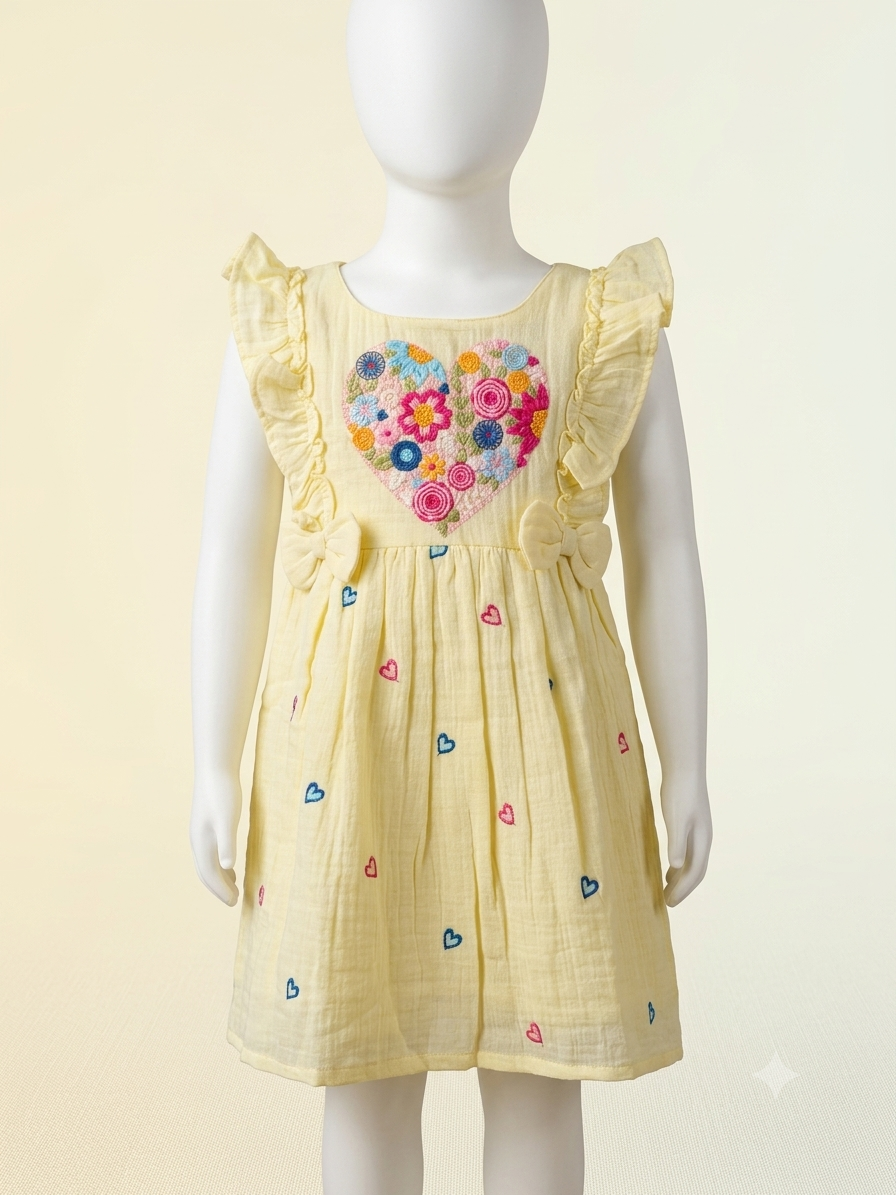 Floral Embroidered Kids Dress