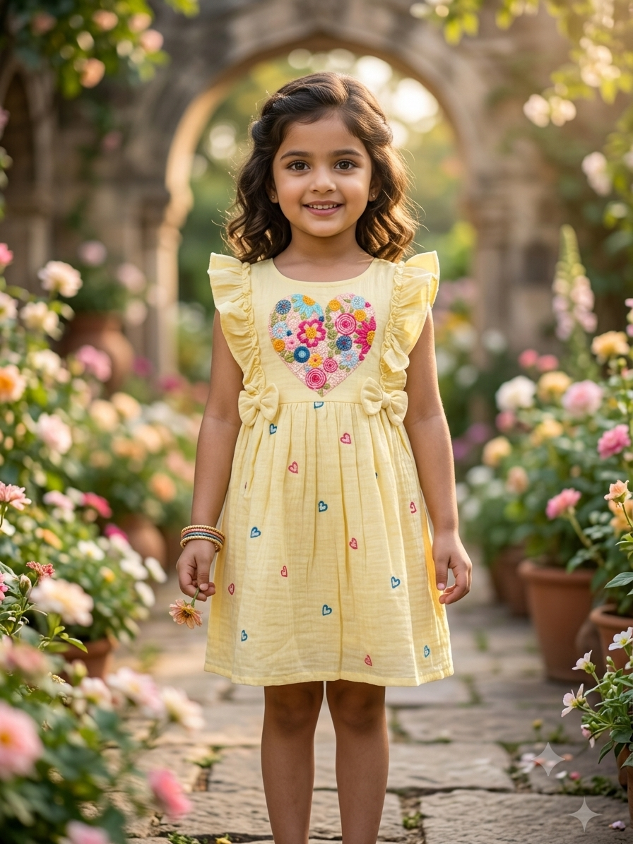 Floral Embroidered Kids Dress