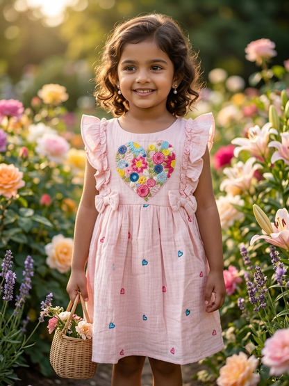 Floral Embroidered Kids Dress