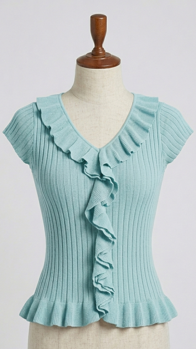 Ribbed Knit Ruffle Top