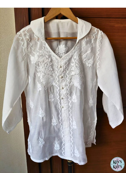 Chanderi Chikenkari Shirt