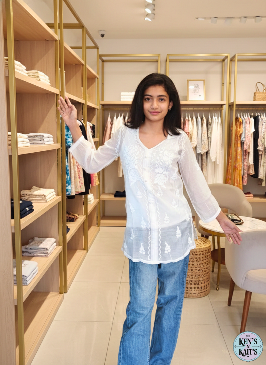 Chanderi Chikenkari Shirt