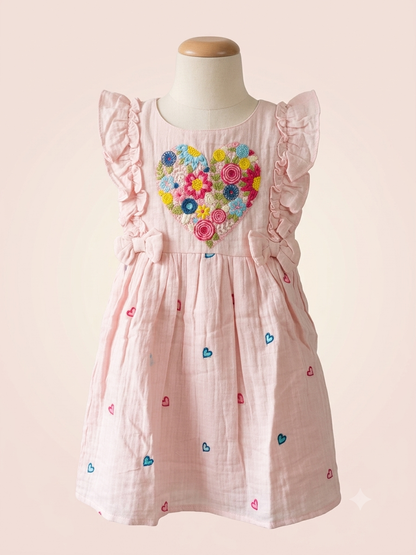 Floral Embroidered Kids Dress